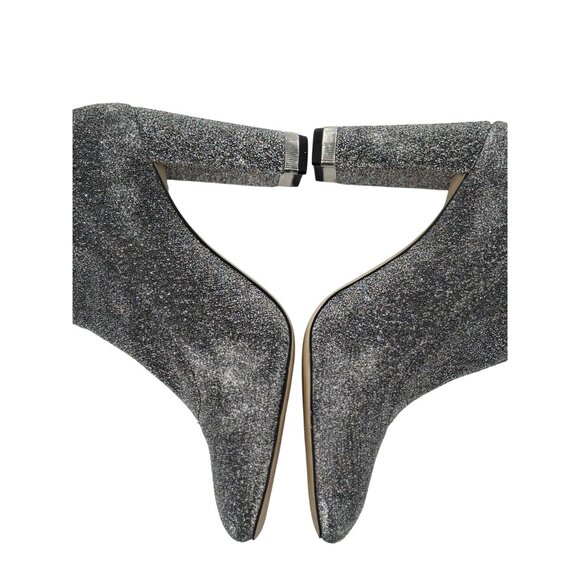 Michael Kors Size 8.5 Mandy Glitter Stretch-Knit Ankle Boots Silver - Picture 6 of 10